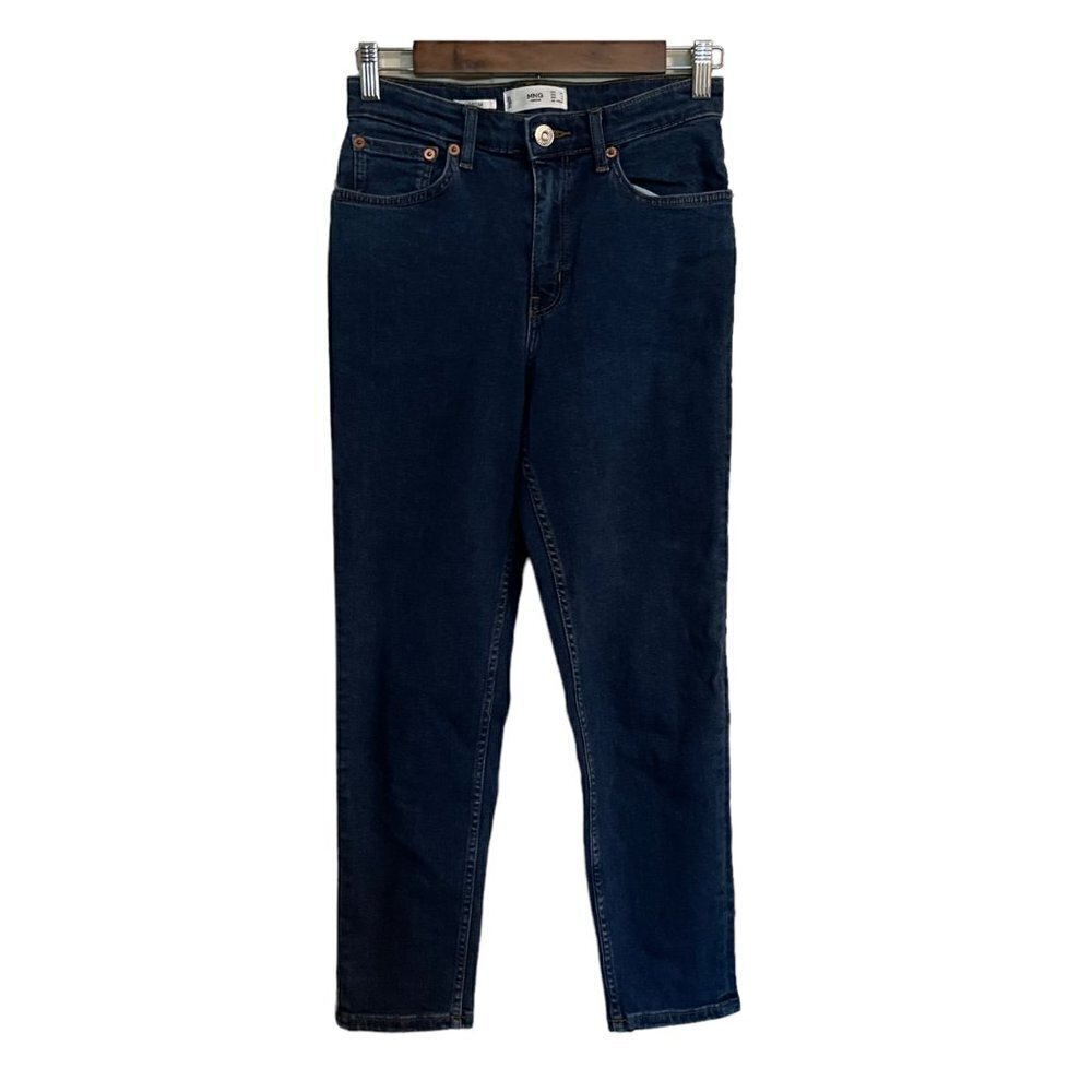 Mango MNG Denim Womens Blue Dark Wash High Rise Ankle Mom Jeans Size 4